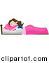 Vector of a Relaxed Brunette White Woman Sleeping with a Pink Pillow and Blanket by BNP Design Studio