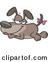 Vector of a Relaxed Cartoon Modling Dog with a Pink Bow on Her Tail by Toonaday
