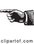 Vector of a Retro Hand Pointing Left - Black and White by BestVector