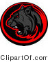 Vector of a Roaring Black Panther Within Red and Black Circle Icon by Chromaco