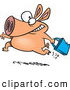 Vector of a Running Cartoon Pig Carrying a Shopping Bag by Toonaday