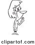 Vector of a Sad Cartoon Woman Crying and Waving Goodbye - Coloring Page Outline by Toonaday