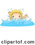 Vector of a Scared Cartoon Boy Drowning in Deep Water by BNP Design Studio