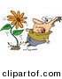 Vector of a Scared Cartoon Man Jumping Back from a Fast Growing Giant Flower Springing up out of the Ground by Toonaday