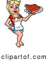 Vector of a Sexy Cartoon Female Pig Waitress Serving BBQ Ribs by LaffToon