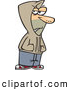 Vector of a Shady Cartoon Homeless Man Wearing a Hoodie While Grinning and Standing with His Hands in Pockets by Toonaday