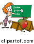 Vector of a Shocked Cartoon Teacher Looking at Broken Desk with Big Apple over It by Toonaday