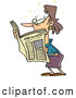 Vector of a Shocked Cartoon Woman Reading Newspaper Article by Toonaday