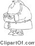 Vector of a Sick Cartoon Santa Taking Pills - Line Drawing by Djart