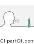 Vector of a Sick Man Coughing Beside a Syringe Filled with Vaccination by NL Shop