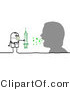 Vector of a Sick Man Coughing on a Stick Figure Doctor with Syringe by NL Shop