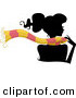 Vector of a Silhouetted Cartoon Girl Wearing a Pink and Yellow Scarf by BNP Design Studio