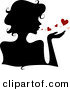 Vector of a Silhouetted Girl Blowing Love Hearts by BNP Design Studio