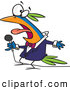 Vector of a Singing Cartoon Bird Holding a Microphone by Toonaday