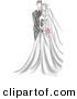 Vector of a Sketched Wedding Groom Embracing His Bride by BNP Design Studio