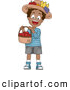 Vector of a Smiling Cartoon Black School Boy Holding a Basket Full of Red Apples by BNP Design Studio