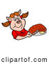 Vector of a Smiling Cartoon Female Pig Serving BBQ Ribs on a Tray by LaffToon