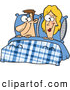 Vector of a Smiling Cartoon Man and Woman Laying in Bed by Toonaday