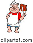Vector of a Smiling Cartoon Pig Chef Holding up Tasty BBQ Ribs with Tongs by LaffToon
