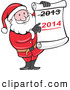 Vector of a Smiling Cartoon Santa Holding a 2014 Scroll by Patrimonio