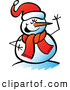 Vector of a Smiling Cartoon Snowman Waving by Zooco