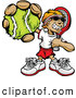 Vector of a Smiling Cartoon Tennis Player Boy Holding out a Ball by Chromaco