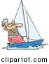 Vector of a Smiling Sailor Sailing a Small Sail Boat - Cartoon Style by Toonaday