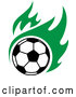 Vector of a Soccer Ball with Green Flames by Vector Tradition SM