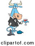 Vector of a Sophisticated Mr Bull with Wine by Toonaday