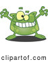 Vector of a Spotted Green Cartoon Monster Trying to Scare by Toonaday