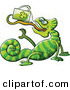 Vector of a St. Patrick's Day Cartoon Chameleon Drinking Beer from Clover Mug by Zooco