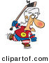 Vector of a Strong Old Cartoon Hockey Player Charging Forward on Ice by Toonaday