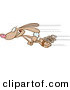Vector of a Super Cartoon Rabbit Flying Through the Air with Springs Attached to Feet by Toonaday