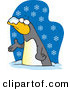 Vector of a Surprised Cartoon Penguin Noticing Early Snowfall by Toonaday