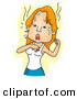 Vector of a Sweating Cartoon Woman Having a Hot Flash by BNP Design Studio