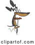 Vector of a Talented Cartoon Wiener Dog Jumping with a Pogo Stick by Toonaday