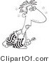 Vector of a Tired Cartoon Man Walking with Toothbrush - Line Drawing by Toonaday