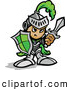 Vector of a Tough Cartoon Green Knight Armed with a Sword and Protective Shield by Chromaco