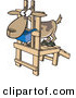 Vector of a Uncomfortable Cartoon Goat Standing on a Wooden Milking Device by Toonaday