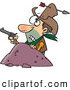 Vector of a Untrained Cartoon Cowboy Holding a Pistol While Getting Shot with in Arrow Through His Hat and Head by Toonaday