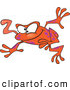 Vector of a Wacky Orange Cartoon Frog Jumping Forward with Tongue out by Toonaday