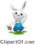 Vector of a White Bunny Rabbit Searching for Easter Eggs by BNP Design Studio