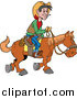 Vector of a White Cowboy Traveling by Horseback by LaffToon