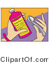 Vector of a Woman Holding Cough Syrup Medicine Bottle and Measuring Spoon by Andy Nortnik