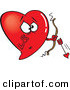 Vector of a Worried Red Love Heart Cupid with a Broken Arrow by Toonaday