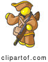 Vector of a Yellow Person in Hunter Gear, Carrying a Rifle by Leo Blanchette