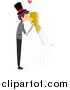 Vector of a Young Bride and Groom Kissing During Wedding by BNP Design Studio
