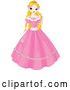Vector of a Young Cartoon Fairy Tale Princess in a Pink Dress by Pushkin