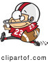 Vector of a Young Cartoon Football Halfback Charging Forward with the Ball by Toonaday