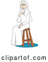 Vector of a Young Nun Girl Sitting on a Stool by Andy Nortnik